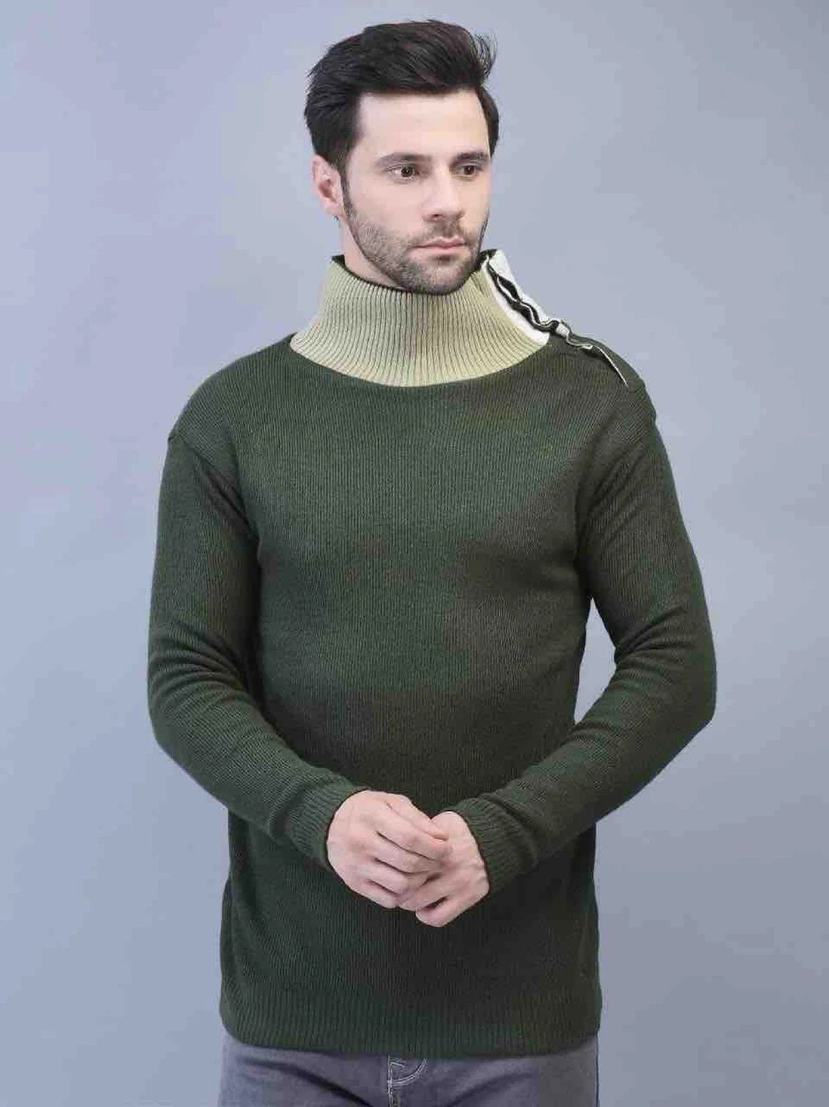 Skie jersy high neck reversible Green and Khaki